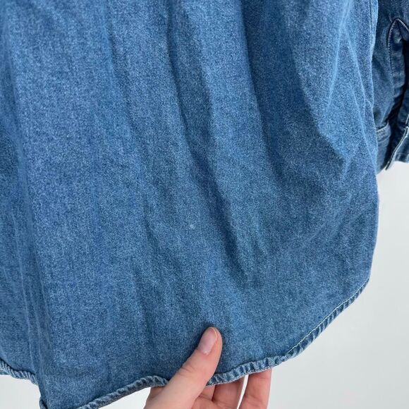 Vintage Christmas denim button down embroidered reindeer shirt Christmas large 1 - Picture 7 of 9